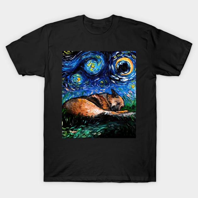 German Shepherd Night 4 T-Shirt by sagittariusgallery